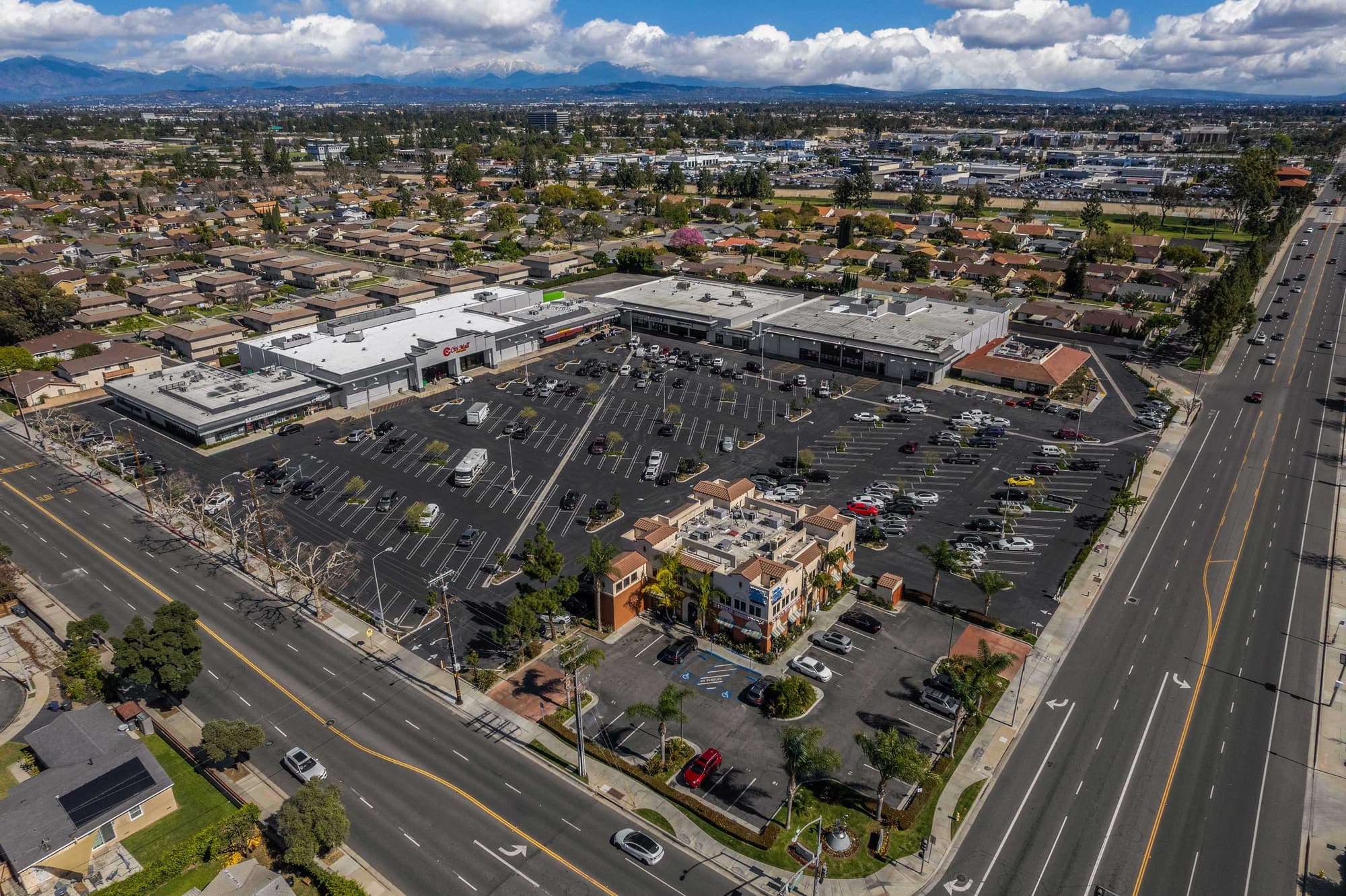 Aerial view of the venue's shopping center on South Street
