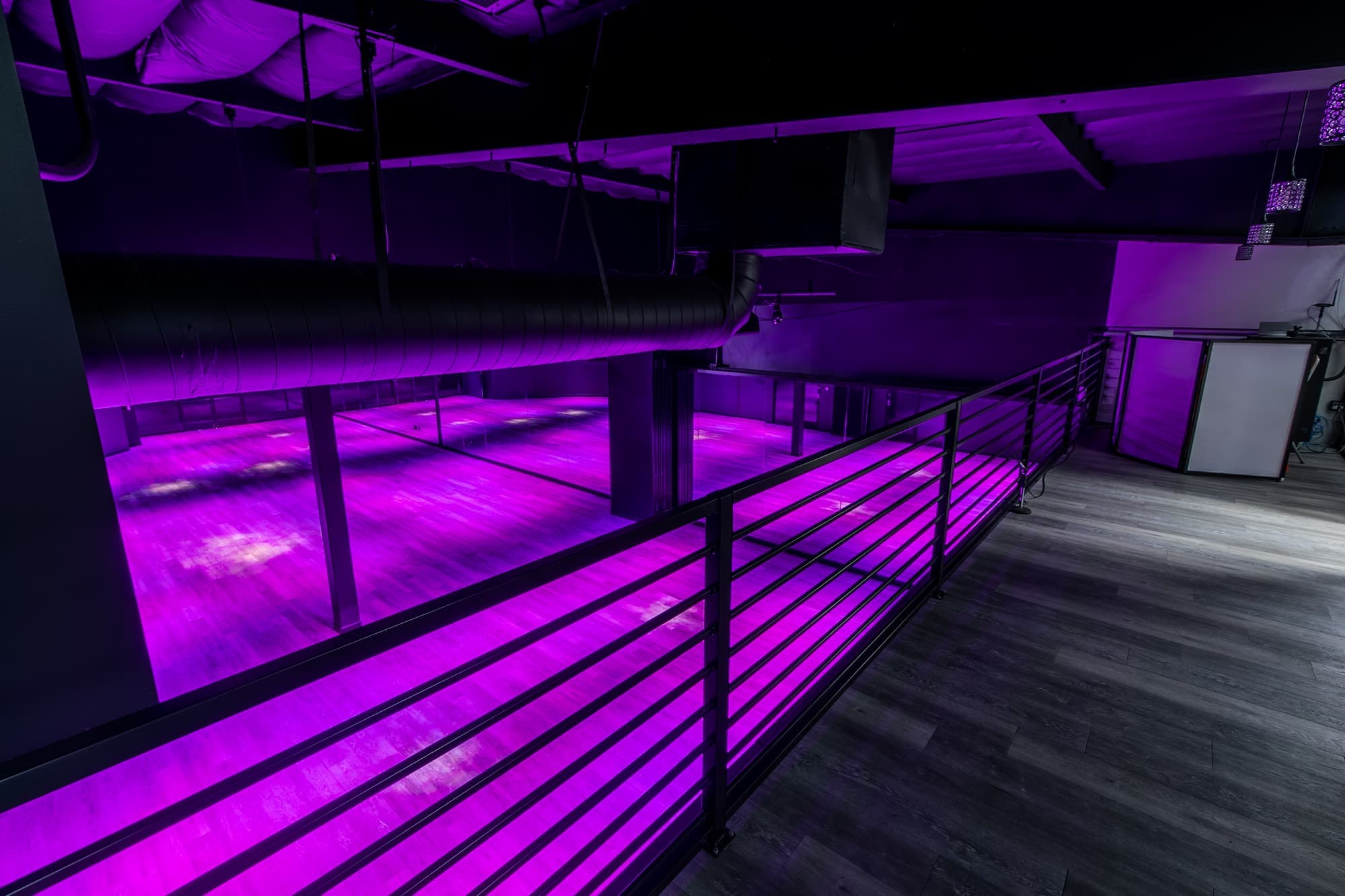 The upstairs balcony that looks down over the main hall