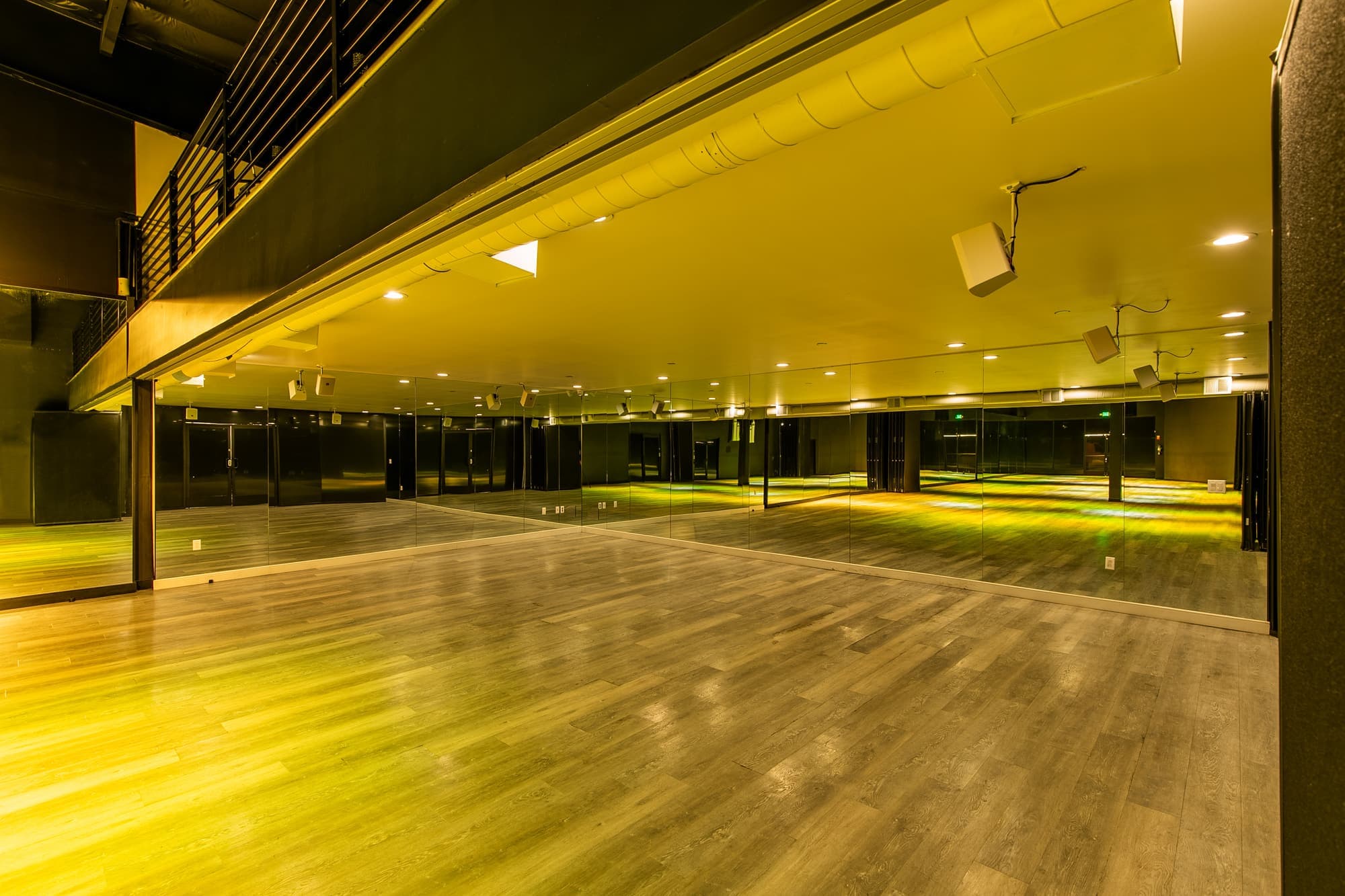 The mezzanine level in warm light